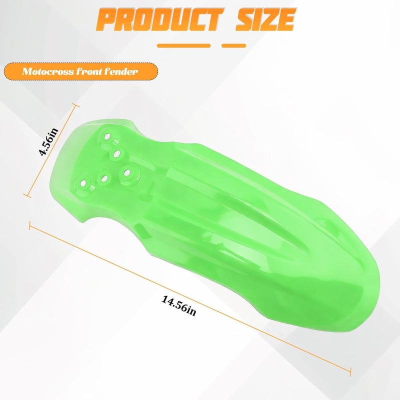 SWPHRT Motorcycle Front Wheel Mudguard, Motorbike Front Fender Protector Parts, Bicycle Number Plate Wheel Mud Guard Accessories, Universal for 125CC Pit PRO Trail Dirt Bike (Green) - Image 2